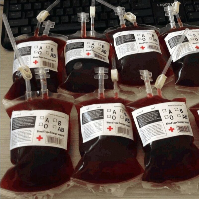 안전한 Pvc 소재 재사용 가능한 혈액 음료 가방 투명 할로윈 뱀파이어 파우치 소품