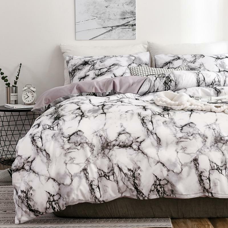 White Marble Pattern Bedding Sets Duvet Cover Set 2/3pcs Single Queen King Size Bed Linen Quilt Cover (No Sheet No Filling)