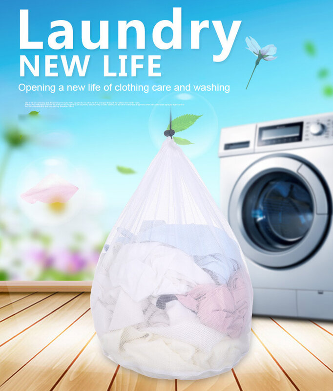 Drawstring Mesh Laundry Bag Nylon Washing Mesh Bag Clothing Care Net Filter For Underwear Socks Washing Machine