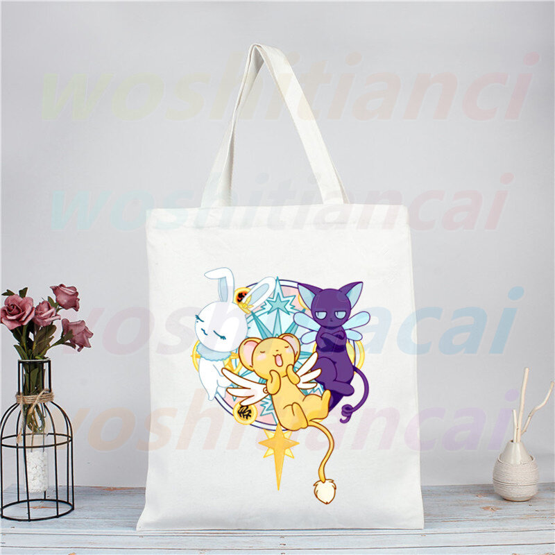 Sakura Magic Card Meisje Anime Boodschappentas Eco Canvas Shopper Bolsas De Tela Tas Shoping Herbruikbare Sacolas