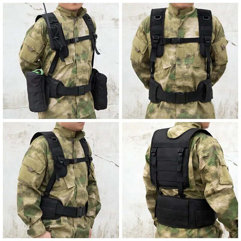Cinturón táctico militar de combate Airsoft para hombre, cinturón de combate, para exteriores, caza, Batalla, equipo de soporte de cintura ajustable