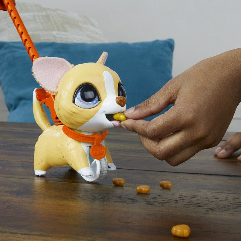 Hasbro-FurReal 푸시완구 애완 동물 친구 강아지 푸시완구, 걷기 먹이, 귀여운 동물 고양이 개 인형 모델, 어린이 선물용 장난감
