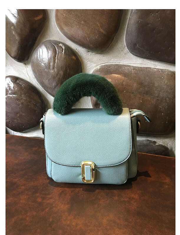 25cm Replacement Bag Strap Genuine Real Mink Fur Handbag Should Straps Handle For Women Purse Belts Charm Winter Accessories