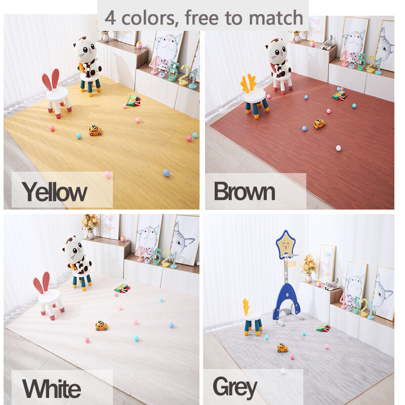 Tappeto Puzzle venatura del legno schiuma per bambini gioco giuntura camera da letto addensare morbido pavimento moderno tappeto per bambini soggiorno tappeto strisciante