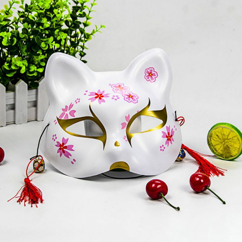2020 maschera di volpe giapponese Unisex con nappe e campana Cosplay atossico dipinto a mano maschera di volpe 3D costumi accessori di scena