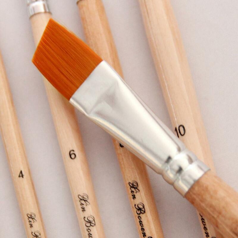 6Pcs/Set Paint Brushes Set Yellow Paintbrushes Nylon Hair Artist Watercolor Painting
