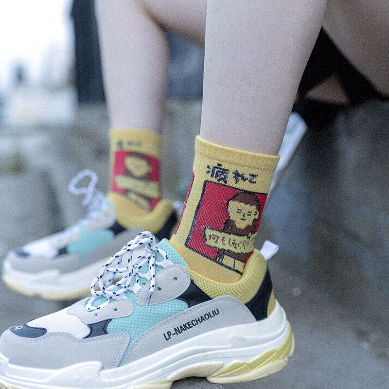 Fashion Cartoon Animal Cotton Socks Funny Cute Kawaii Dog Dinosaur Cat Character Print Women Female Hipster Harajuku Short Sock