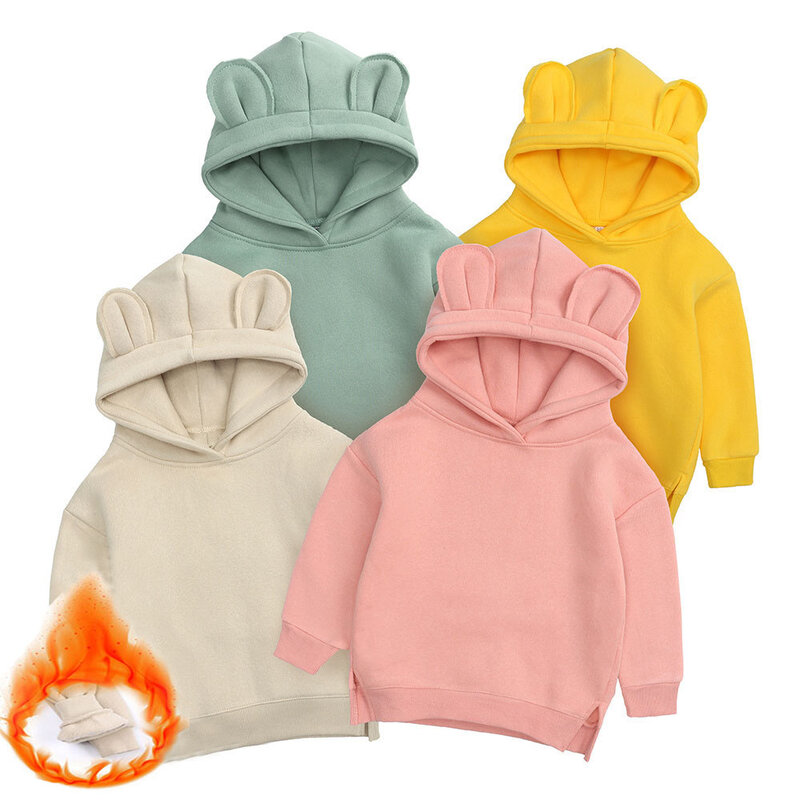 男の子と女の子のためのフード付きスウェットシャツ,赤ちゃんのための暖かいフリーススウェットシャツ,4T