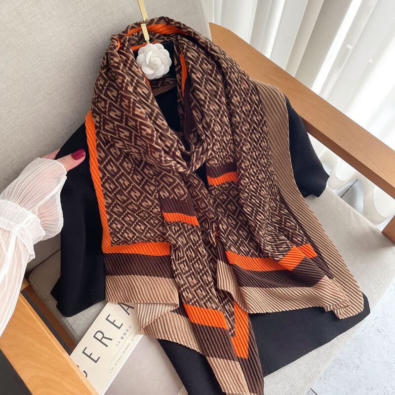 Новинка 2021, Модный женский шарф из модала и хлопка в Корейском стиле, роскошная дизайнерская шаль в складку, теплые шарфы для дам