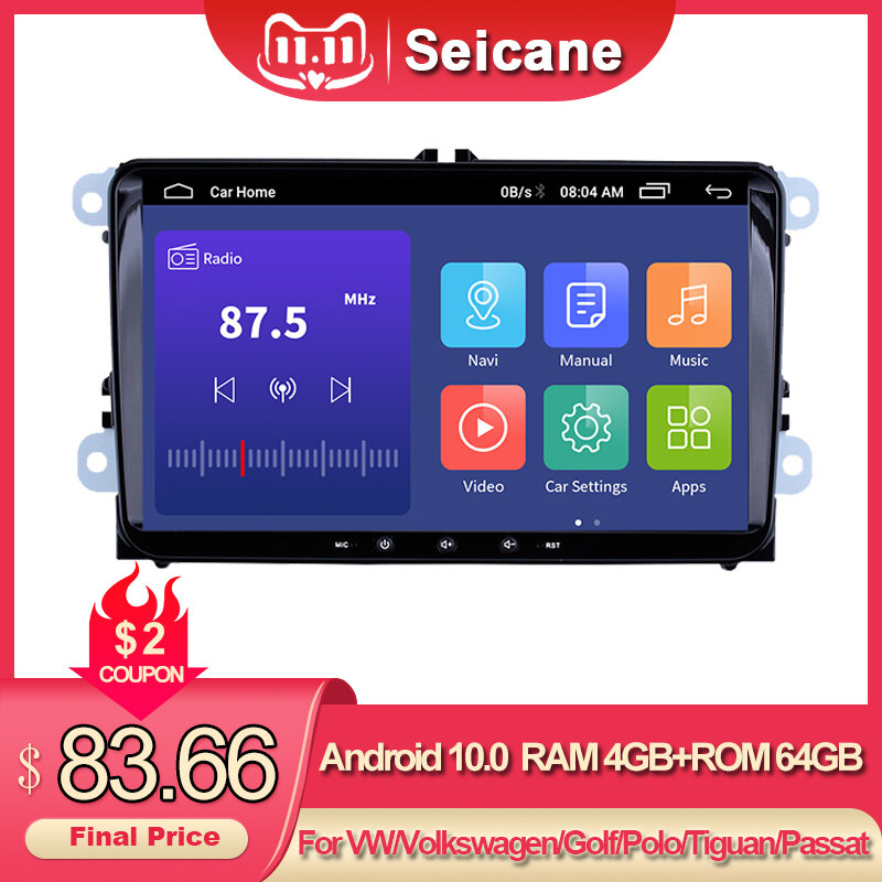 Harfey Android 10.0 RAM 2GB 2Din autoradio per VW/Volkswagen/Golf/Polo/Tiguan/Passat/b7/b6/leon/Car GPS Multimedia player