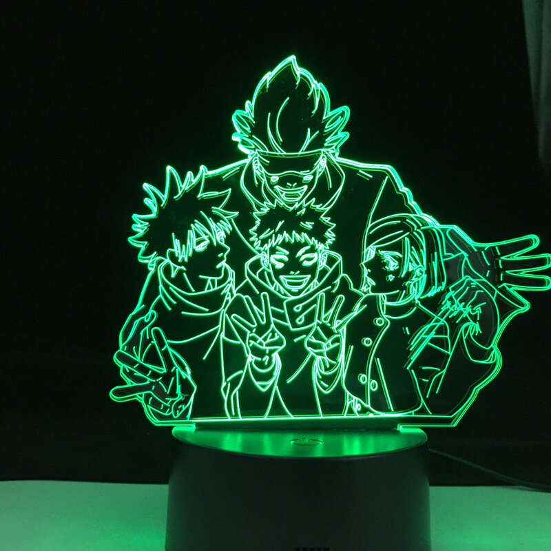 Lámpara de Anime 3d, luz de equipo Satoru Gojo, Jujutsu Kaisen, luz Led de noche para regalo de cumpleaños, lámpara de grupo Jujutsu Kaisen Satoru Gojo