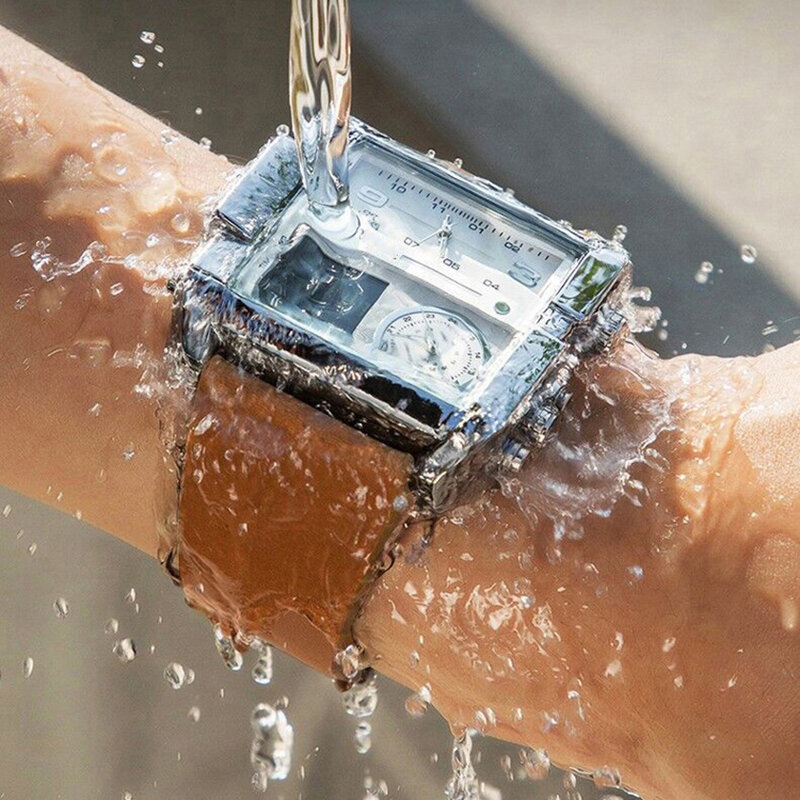 Oulm-Reloj de pulsera Digital para hombre, cronógrafo informal resistente al agua, con espejo Hardlex, multifuncional, de alta calidad, luminoso, alarma