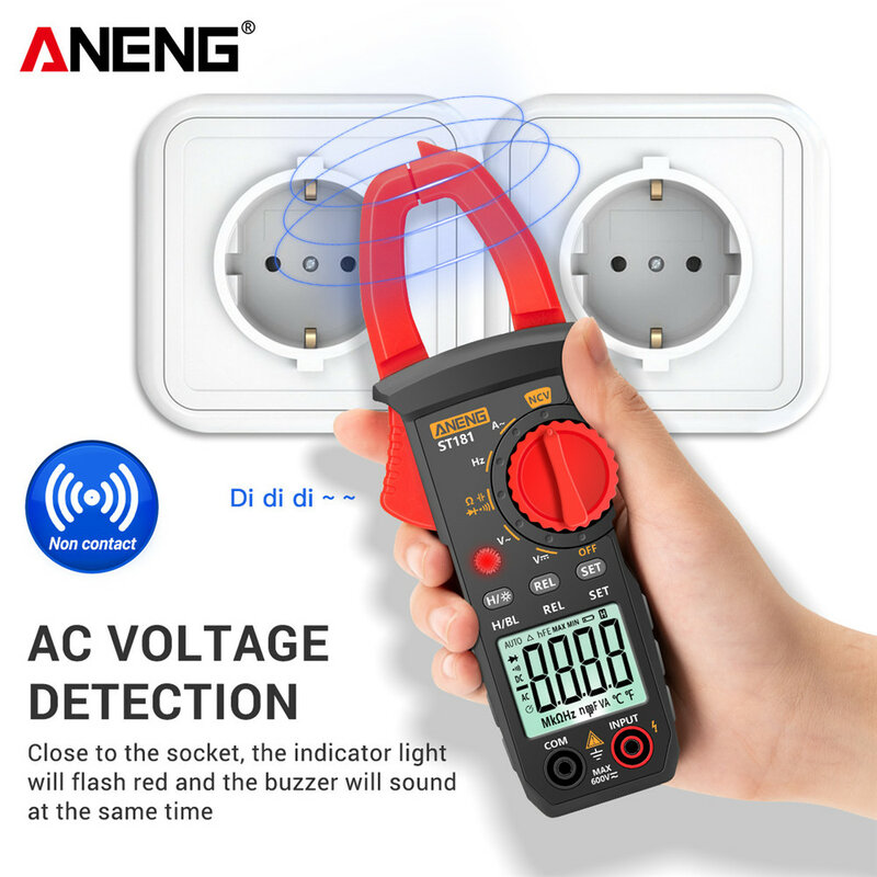 ANENG-Medidor de abrazadera Digital ST181, multímetro de corriente CC/ca de 4000 recuentos, amperímetro, probador de voltaje de coche, Amp Hz, capacitancia, prueba NCV Ohm