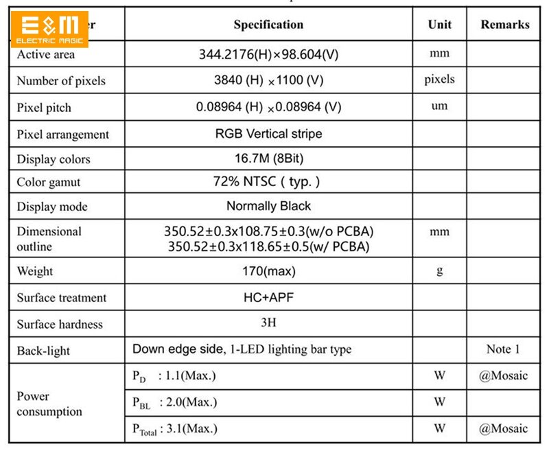 Pantalla 4K tipo C HDMI de 14 pulgadas, 3840x1100, adecuada para pantallas de memoria de temperatura de ordenador, Kits DIY, LCD IPS de coche