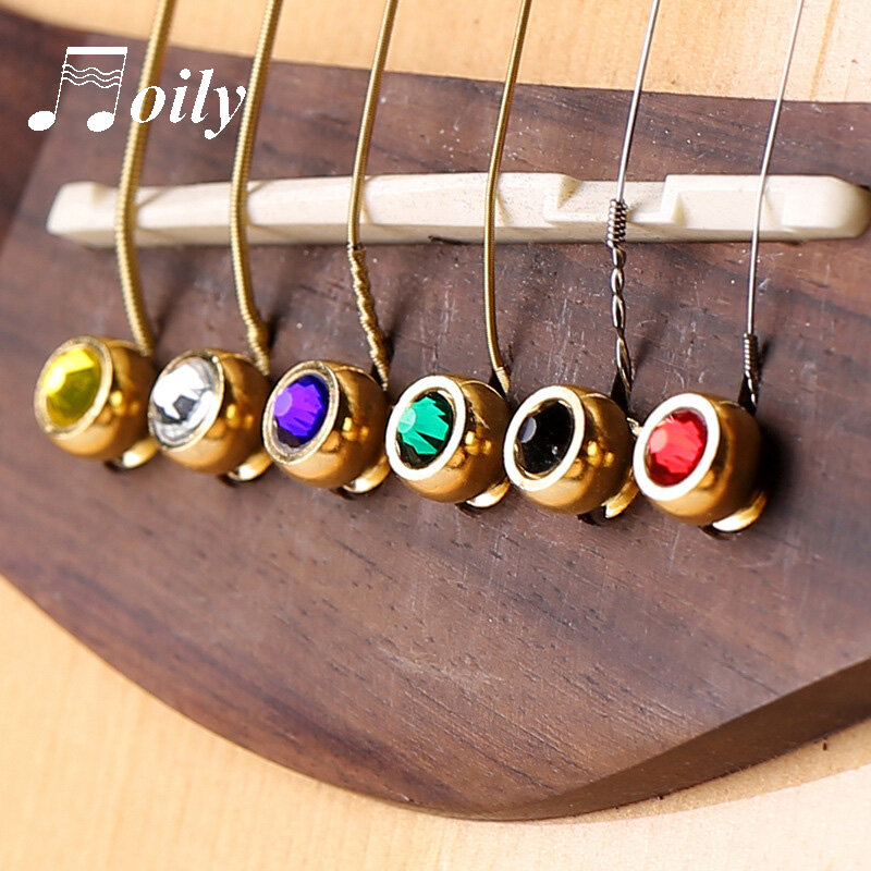 Pines de puente de cuerda de guitarra acústica, accesorios de piezas de repuesto de latón de cobre colorido, 6 uds.