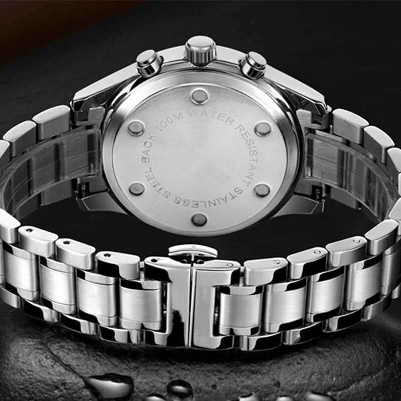 Kinyued marca topo cronógrafo relógios masculinos luxo luminoso negócio relógio de quartzo homem calendário à prova dwaterproof água aço relogio masculino