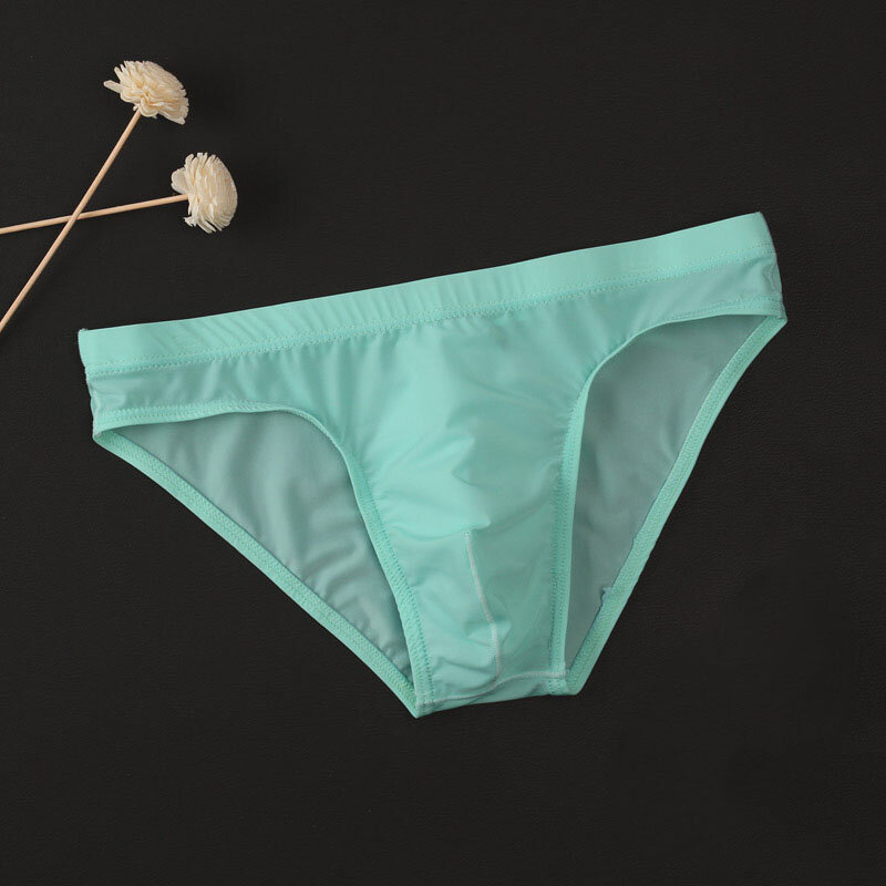 Men's Sexy Underwear See Through Low Rise Briefs Breathable Underpants Solid Color Mens Shorts Gay Underwear