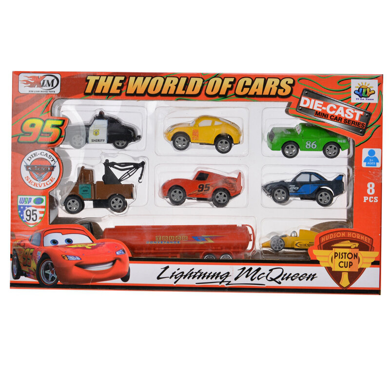 Original ของขวัญกล่องชุดรถ Disney Pixar รถ3 Lightning McQueen Jackson Storm รถบรรทุก Mack ลุง1:55 Diecast รถโลหะชุดของเล่น