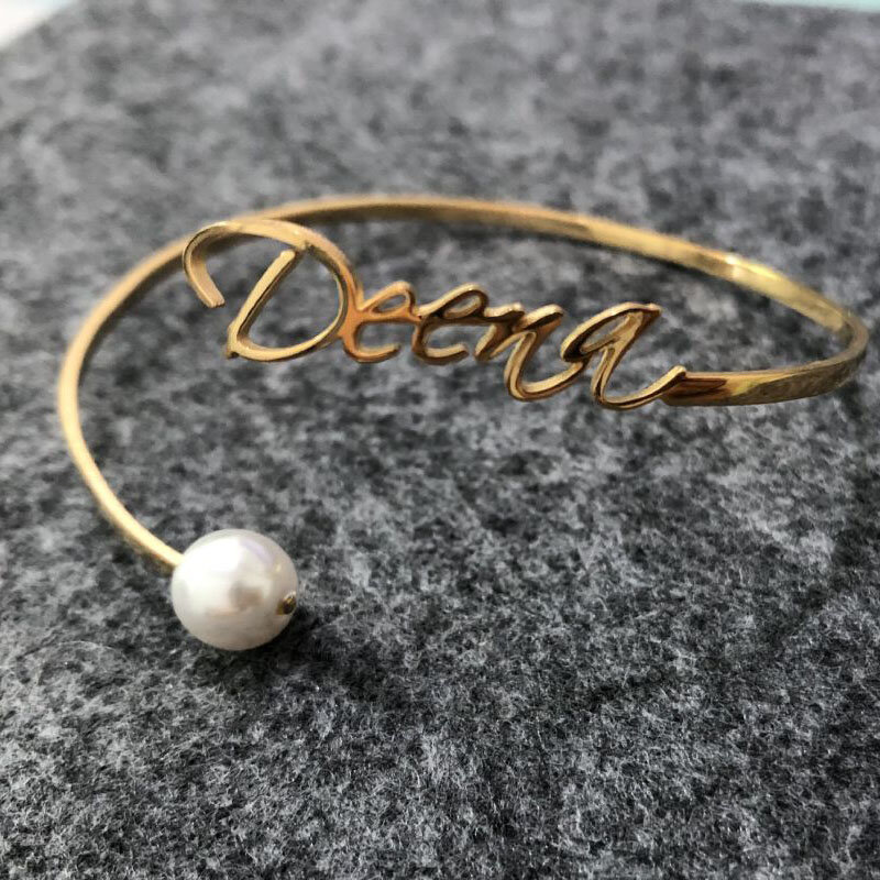 Customized Fashion Name Bracelet Personalized Custom Bracelet Bangles Rose Gold Stainless Steel Jewelry Nameplate Gift for women