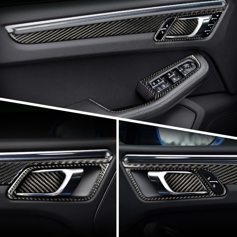 Akcesoria do Porsche Macan 2014-20 wnętrze z włókna węglowego Gearshift klimatyzacja Panel CD podłokietnik drzwi pokrywa naklejki wykończeniowe