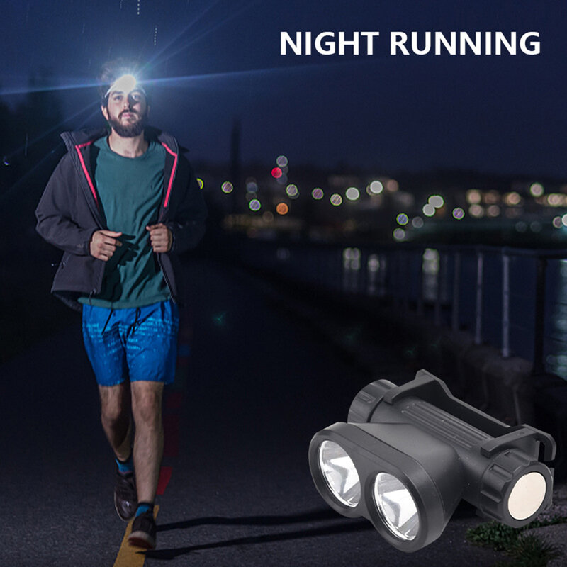 Portable Headlight LED Headlamp Rechargeable Adjustable Dual Lights Waterproof for Outdoor Fishing Hiking Camping