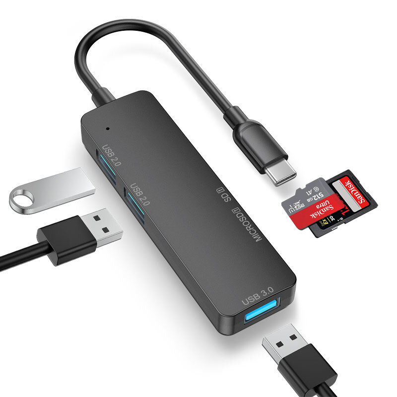 Mosible-USB C 허브 어댑터 썬더볼트 3 타입 C USB 분배기 TF SD 카드 리더 허브 3.0, 2.0 삼성 샤오미 맥북 프로, 에어