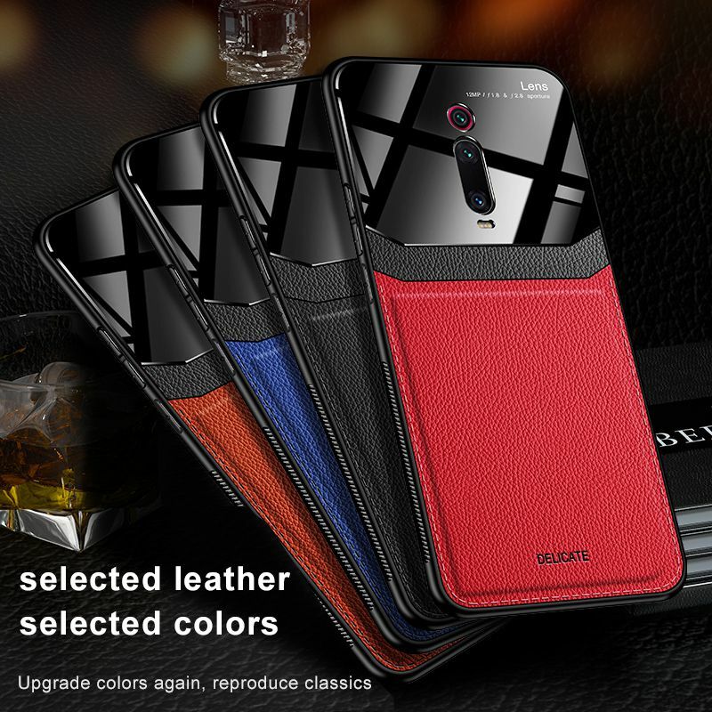 Coque en cuir acrylique pour Xiaomi, compatible modèles Redmi Note 7, 8, 9, 9s, K20, K30 Pro, 7, 8, 8A, 9, 9A, 9C, Mi POCO X3, NFC