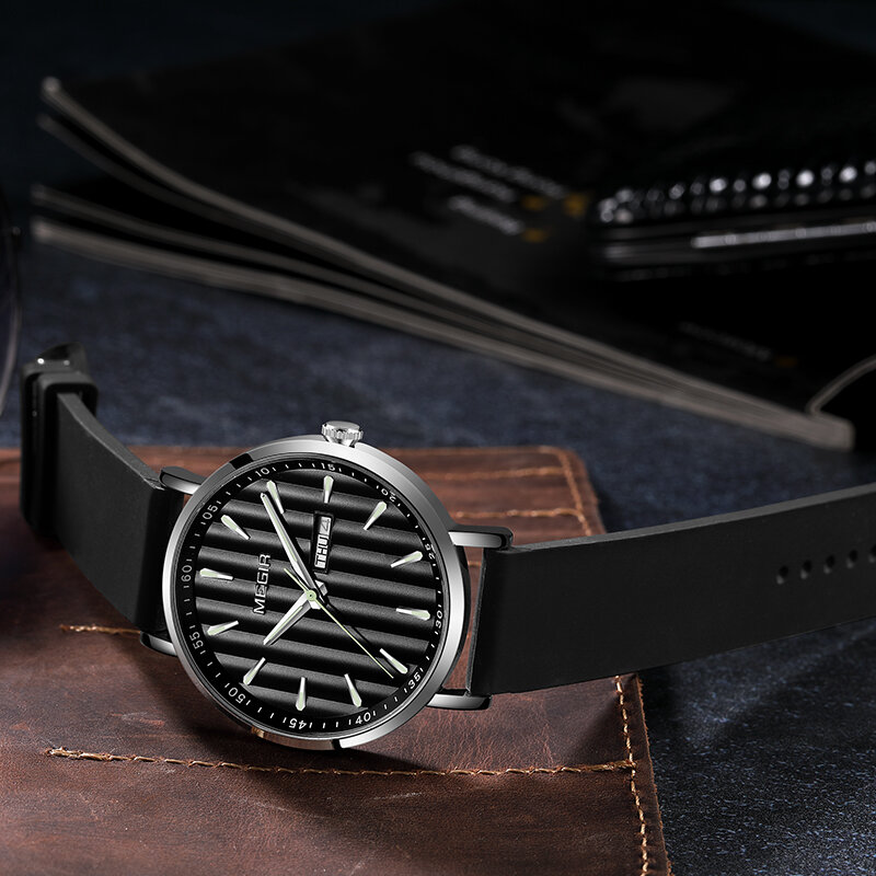MEGIR – montre-bracelet en Silicone pour hommes, Simple, lumineuse, à la mode, nouveau, Sport, 2021