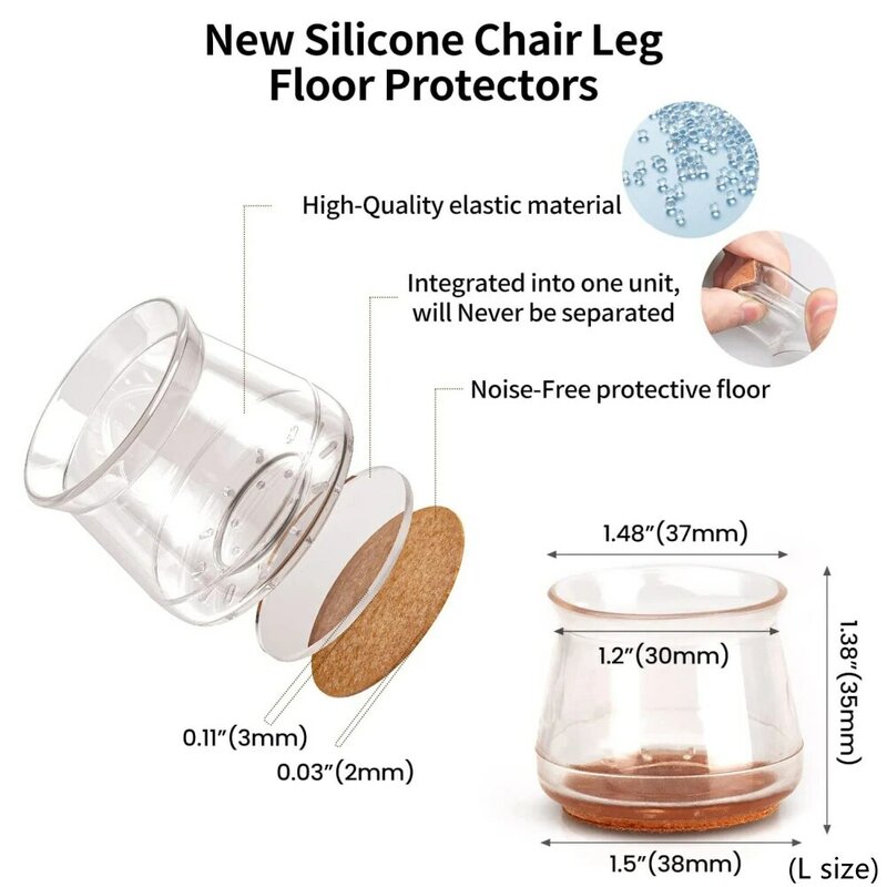 High Transparent Silicone Chair Leg Protectors Elastic Table Leg Covers for Free Moving Prevent Floor Scratches Reduce Noise #40
