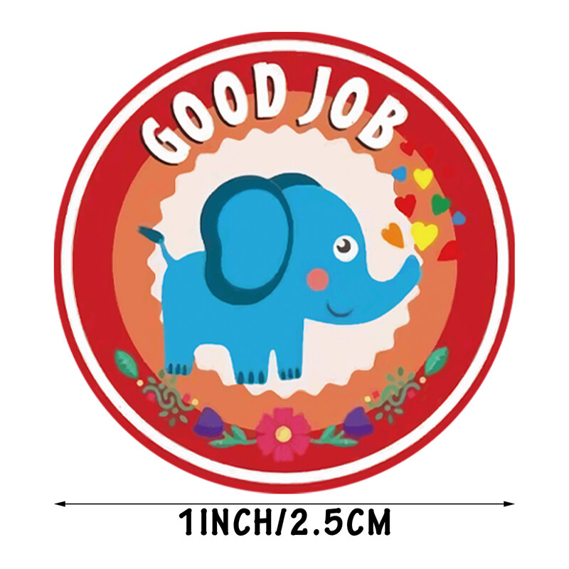 500 pces/rolo bonito dos desenhos animados adesivo para elefante animal círculo etiquetas de vedação para o menino brinquedo clássico presente recompensa adesivos