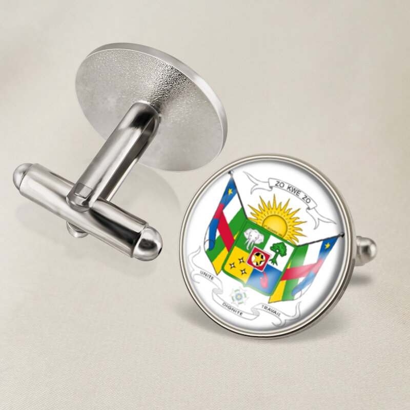 Coat of Arms of Central African Republic Map Flag National Emblem Cufflinks