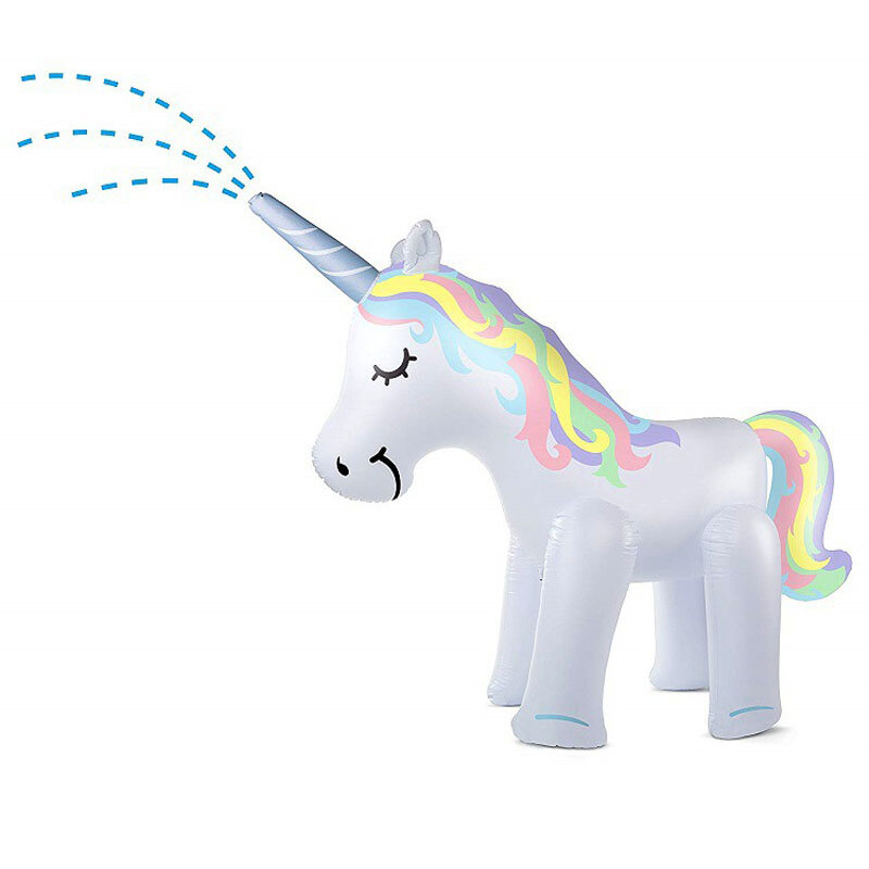 Flotador inflable aspersor de unicornio para niños, juguete de aerosol de agua para fiesta de jardín, Diversión Familiar, agua de unicornio