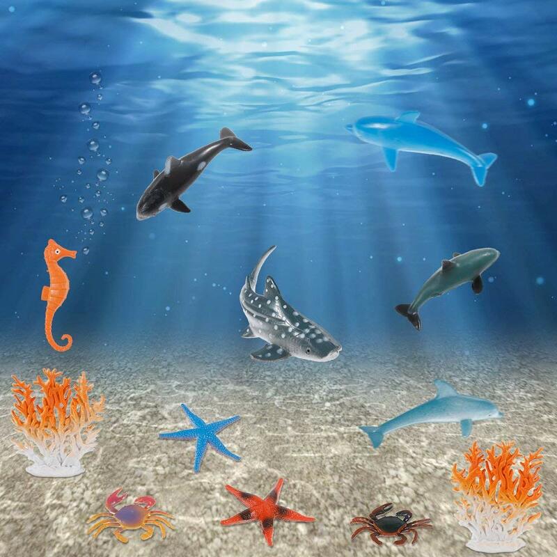 Contas sensorial para crianças, kit de 16 animais mar com contas sensorial para crianças, 3 + exploradores com kit sensorial de animais do mar, decoração de casa