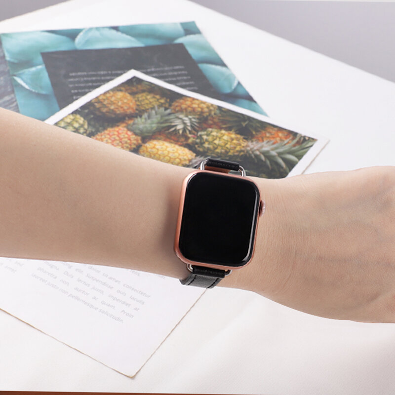 Bracelet en cuir souple pour Apple Watch 7, 41mm 45mm 38mm 42mm 44mm 40mm iwatch série se 6543, bracelet intelligent pour femmes