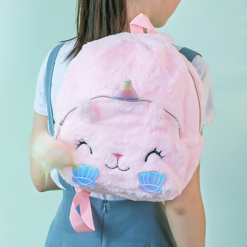 Милый Детский плюшевый рюкзак с единорогом, Мультяшные сумки для начальной школы для девочек, вместительные сумки, ранец, рюкзак на плечо дл...