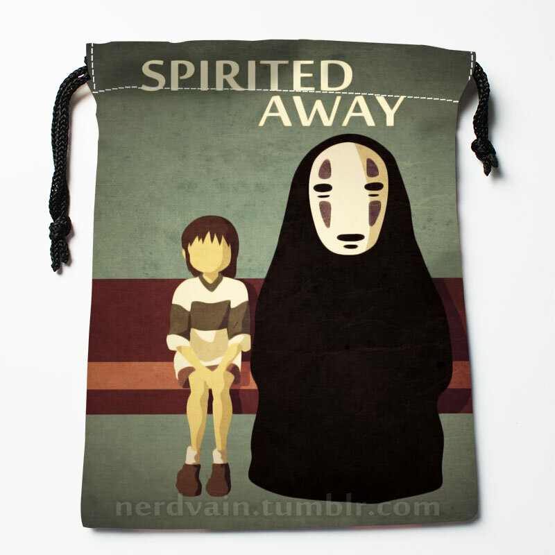 Custom Spirited Away Drawstring Bags Printed gift bags 18*22cm Travel Pouch Storage Clothes Handbag Makeup Bag