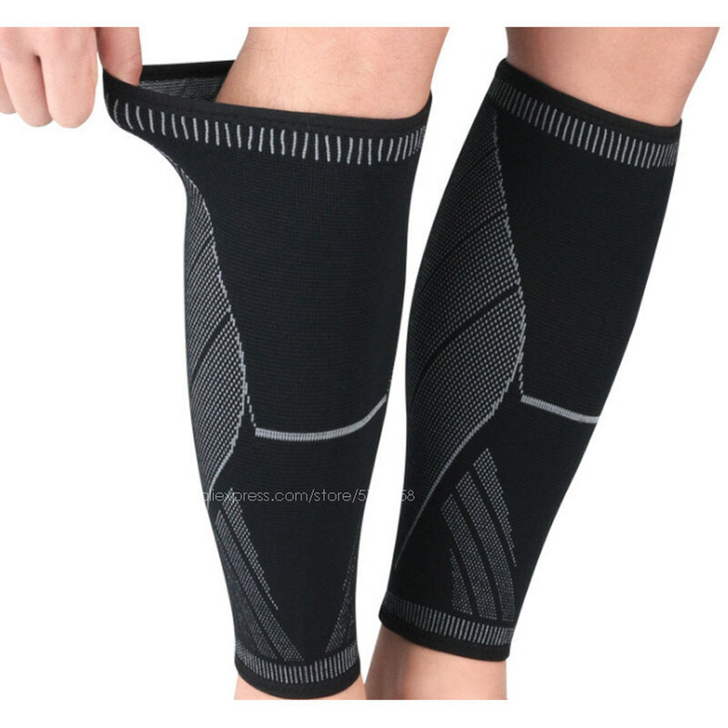 Calcetines deportivos con mangas protectoras para pantorrilla, medias retráctiles de presión transpirables para correr y fútbol, 2 par/lote