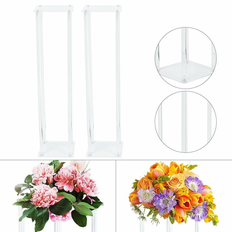 Estante de exhibición de decoración de mesa, soporte de flores acrílico de 2 piezas para centros de mesa de boda