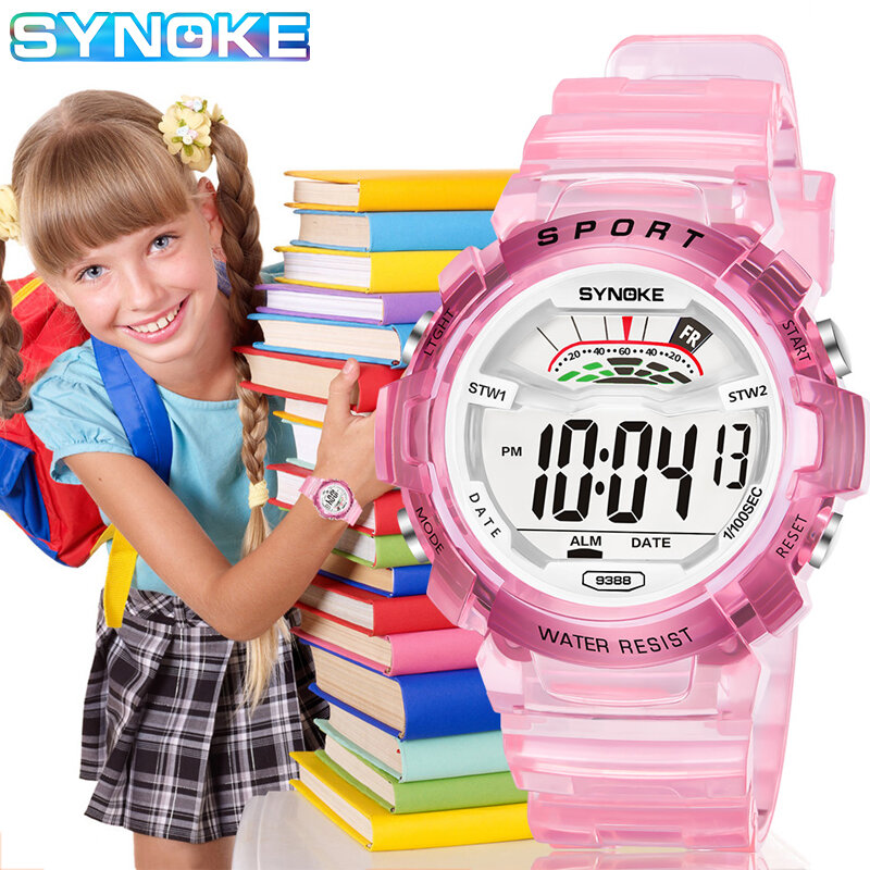 Crianças relógios meninos meninas led alarme relógio eletrônico rosa à prova dwaterproof água esporte ao ar livre relógio para crianças cronômetro criança