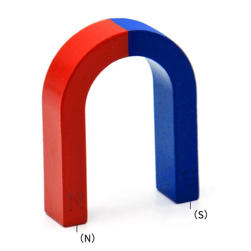 Esperimento di fisica palo insegnamento magnete a ferro di cavallo a forma di U verniciato blu rosso