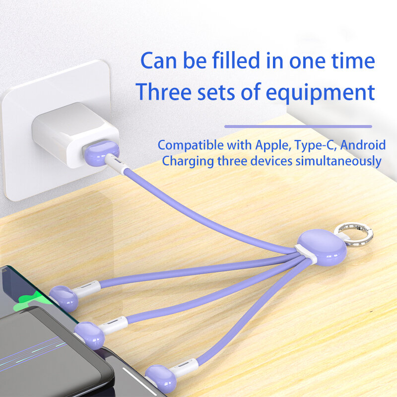 Cable de carga para teléfono móvil, Micro USB, tipo C, 8 pines, para iPhone 13, 12, 11, Huawei P40 Pro, S10, 2.4A, 3 en 1