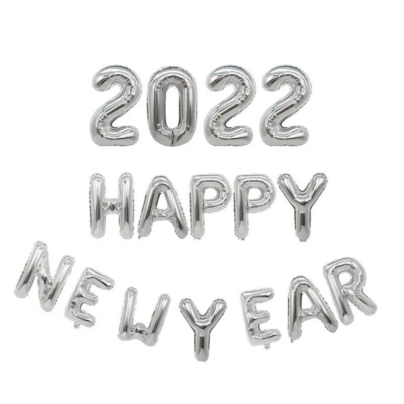 16นิ้ว Rose Gold ลูกโป่ง2022 Happy New Year Party ตกแต่ง Hello 2022ฟอยล์บอลลูนเครื่องประดับคริสต์มาส