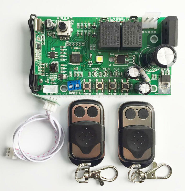 Sensor de límite de puerta de garaje, controlador de placa base PCB con 2 controles remotos (Uso de 24VDC)