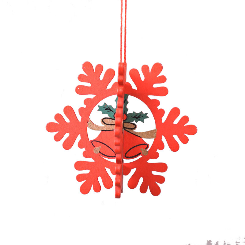 4 stücke Neue Jahr 2022 Weihnachten Laser Hohl 3D Schneeflocke Glocke fünfzackigen Stern Holz Anhänger Weihnachten Baum Zimmer hause Dekoration
