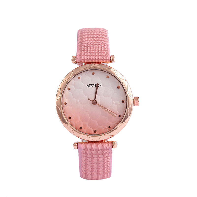 Relógio feminino na moda, relógio casual simples com gradiente mostrador de couro, acessórios de presente para mulheres 2019