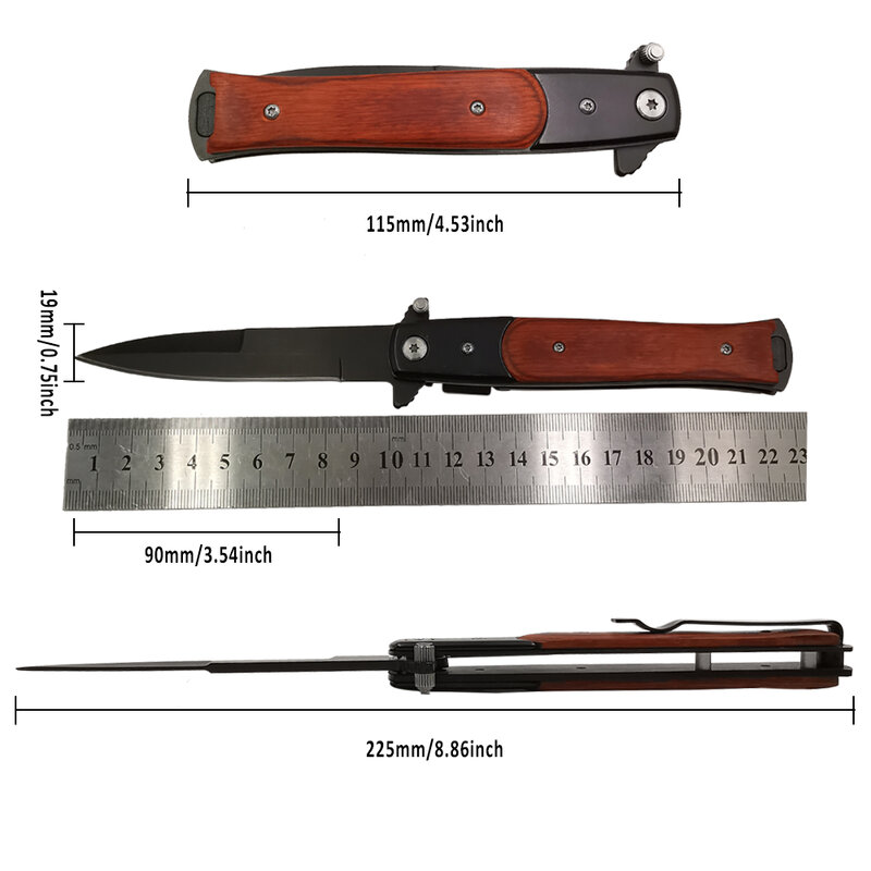 5cr15mov-狩猟やキャンプ用の折りたたみ式戦術ナイフ,ポケットサイズ,高速オープンナイフ,狩猟用,225mm