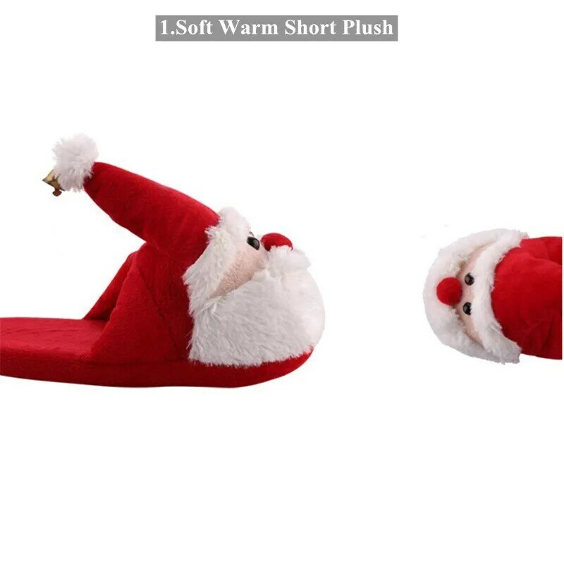 어린이 산타 클로스 홈 코튼 여성 실내 따뜻한 어린이 크리스마스 슬리퍼 아기 어린이 미끄럼 방지 소녀 여성 플러시 신발