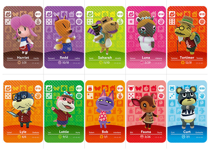 100 قطعة بطاقة كروكسينج الحيوانية القياسية/شخصيات صغيرة NFC التبديل NS ألعاب سلسلة 1