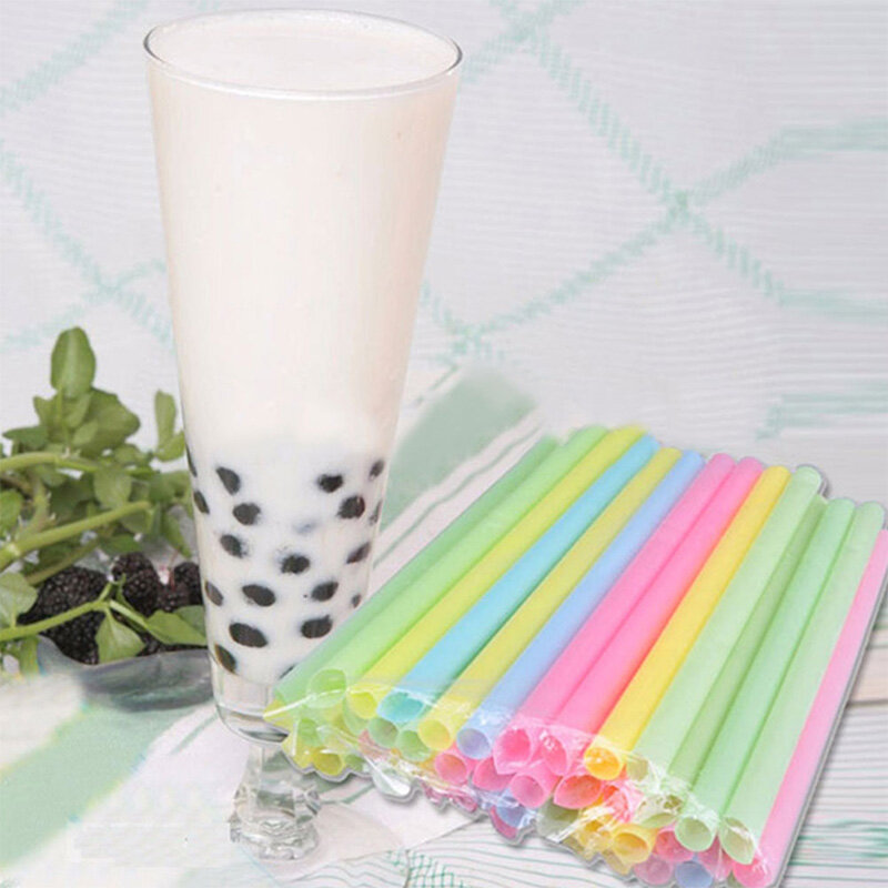 100Pcs/Set 10mm Colorful Large Drinking Straws For Bubble Smoothie Accessories Party Milkshake Smoothies Bar M2O8