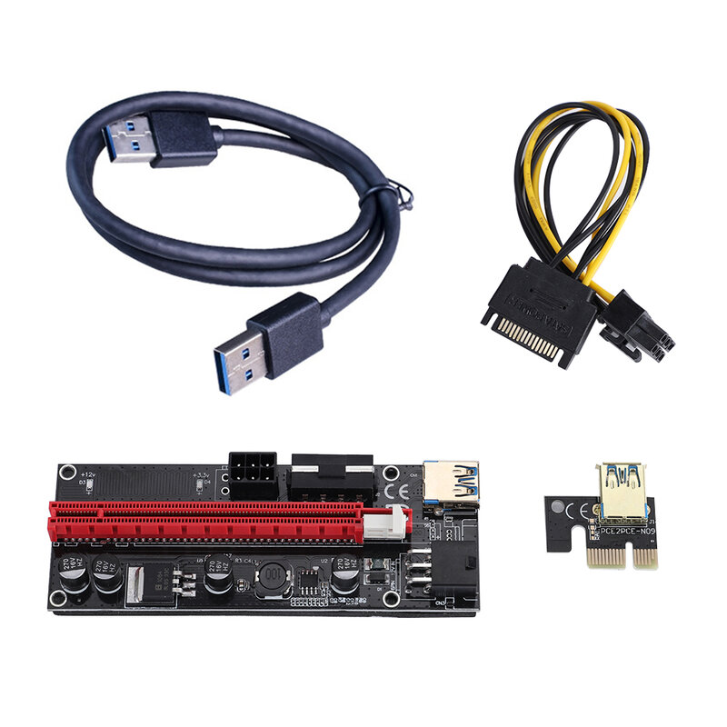 Райзер PCI-E 009S Express 1X 4x 8x 16x, 10 шт., удлинитель PCI E USB Riser 006C, двойная 6-контактная карта адаптера SATA 15pin для